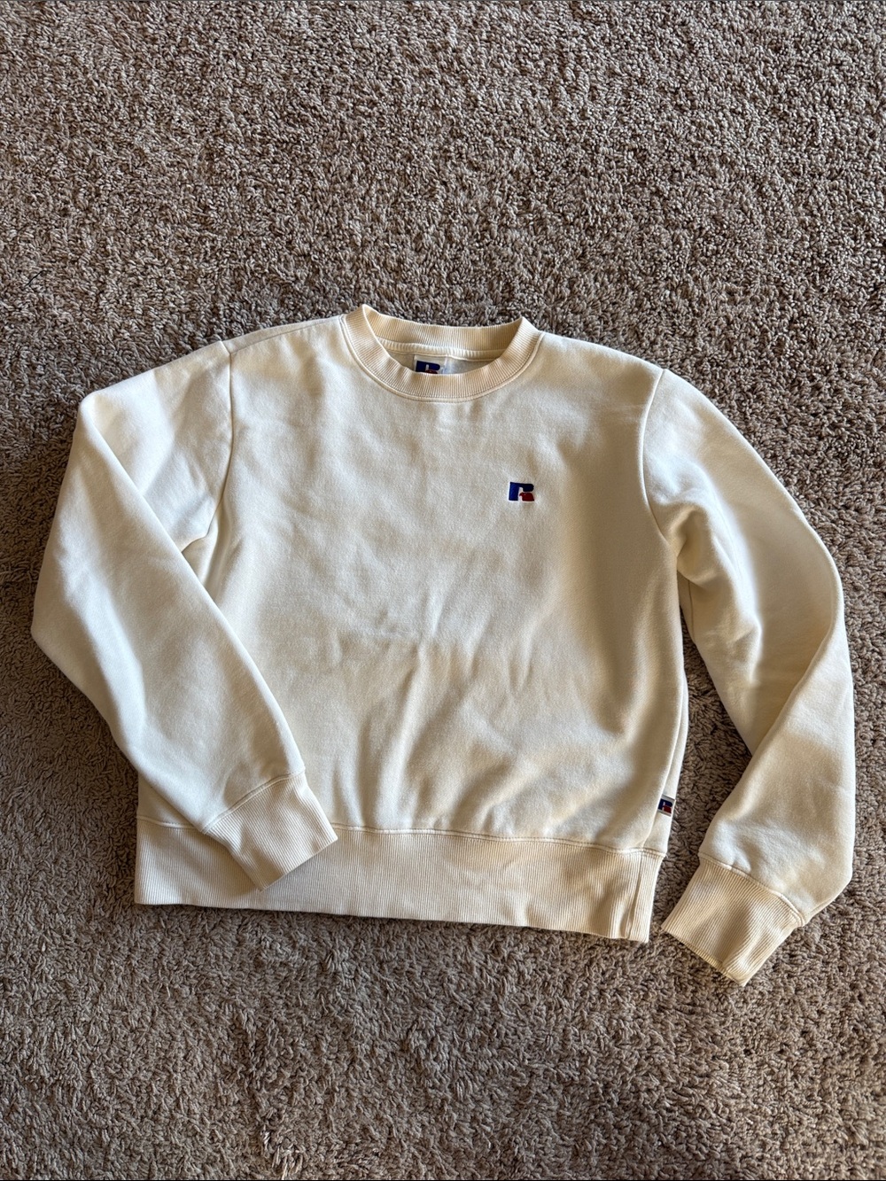 Russell Athletic Men’s or Unisex Cream Crewneck Sweatshirt Small